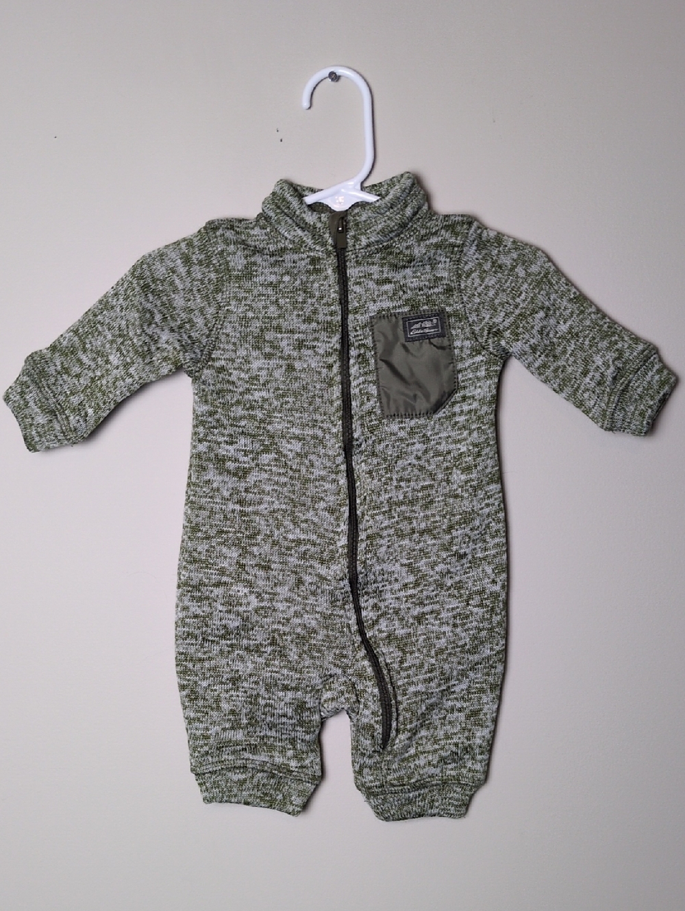 Eddie Bauer Body Suit Infant 0-3 Months One Piece Zip Up Green